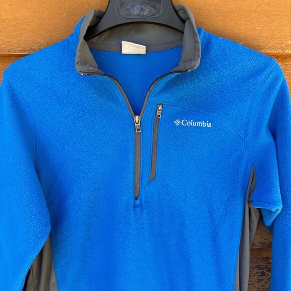Columbia Mens Vintage Y2K Blue/Grey 1/4 Zip Pullover Fleece Sweater Size S Polye - Picture 4 of 8